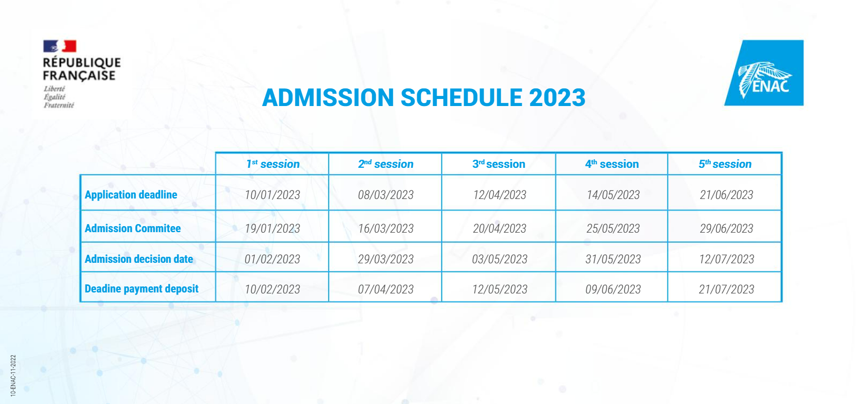 Admission Schedule 2023