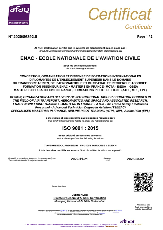 Certificat AFNOR